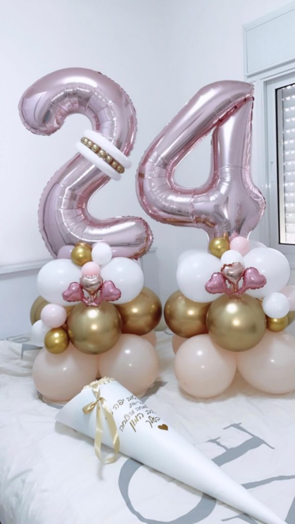 עיצוב חדר בלונים עם הספרה 24
