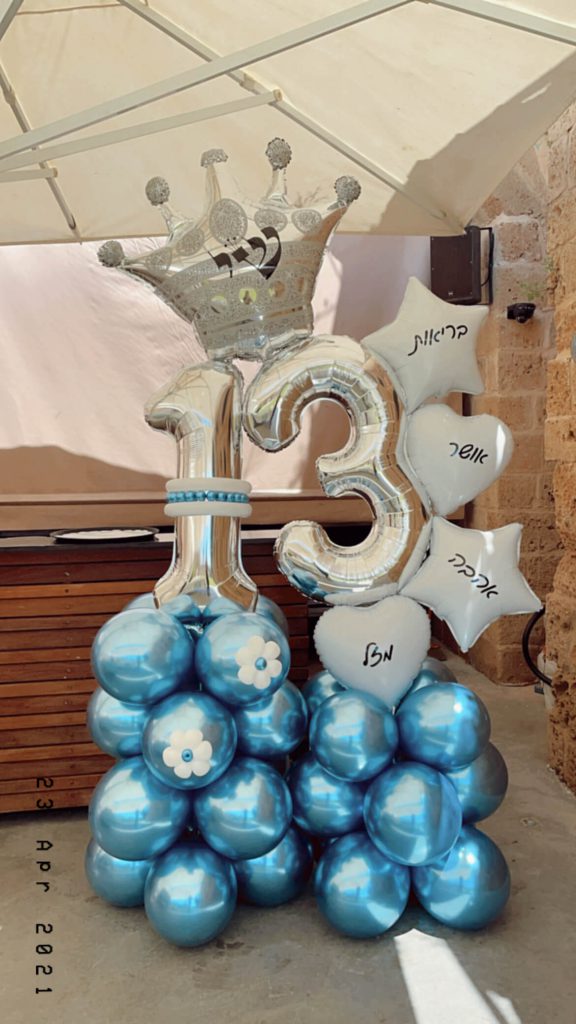 עיצוב חדר בלונים עם הספרה 13