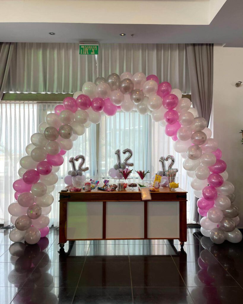קשת בלונים 3 סטנדים לשולחן של 12