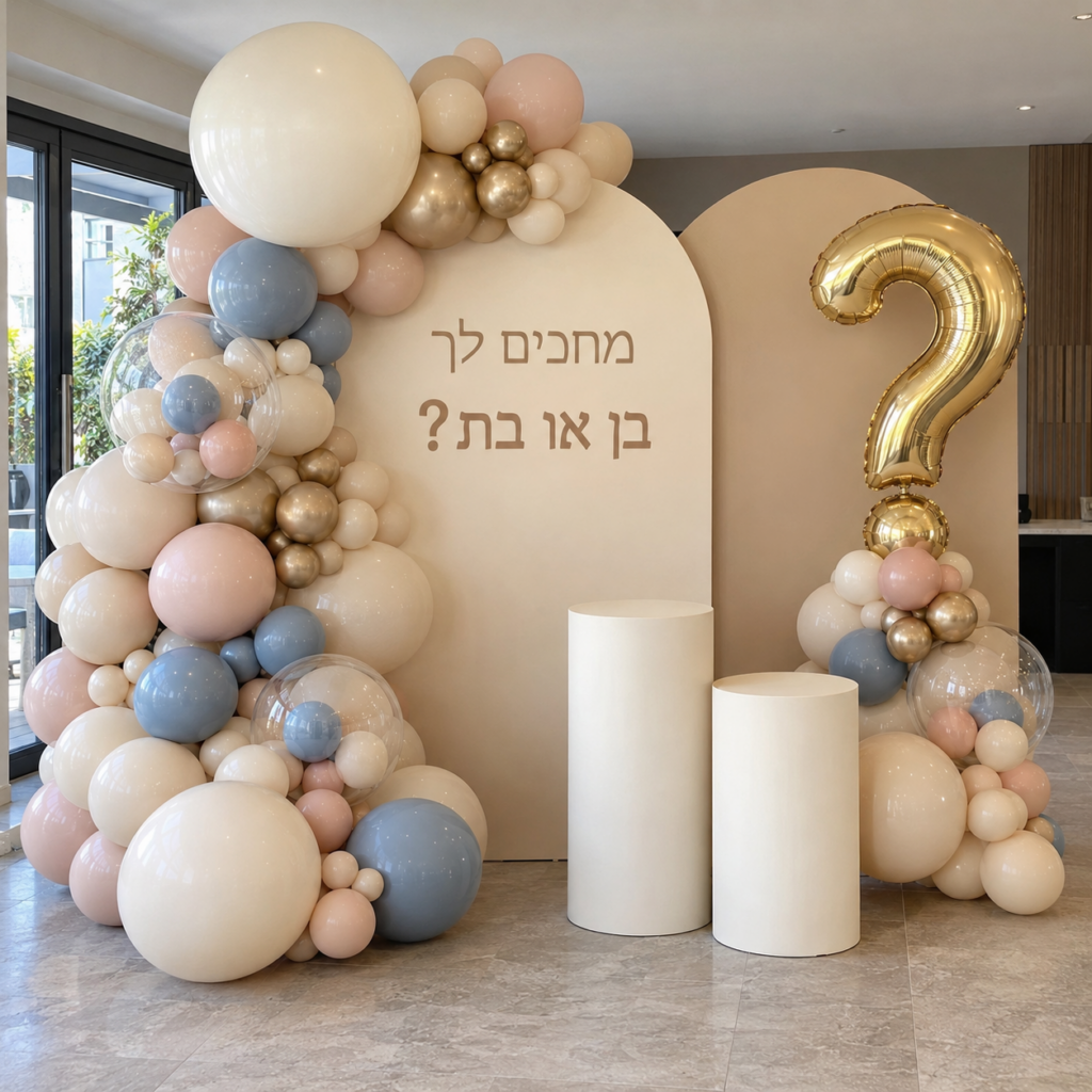 Elegant Hebrew gender reveal balloon station-9