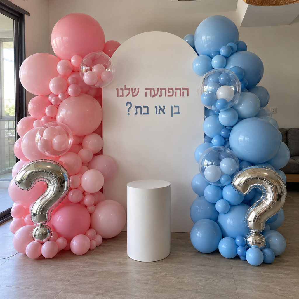 Hebrew gender reveal balloon station-3