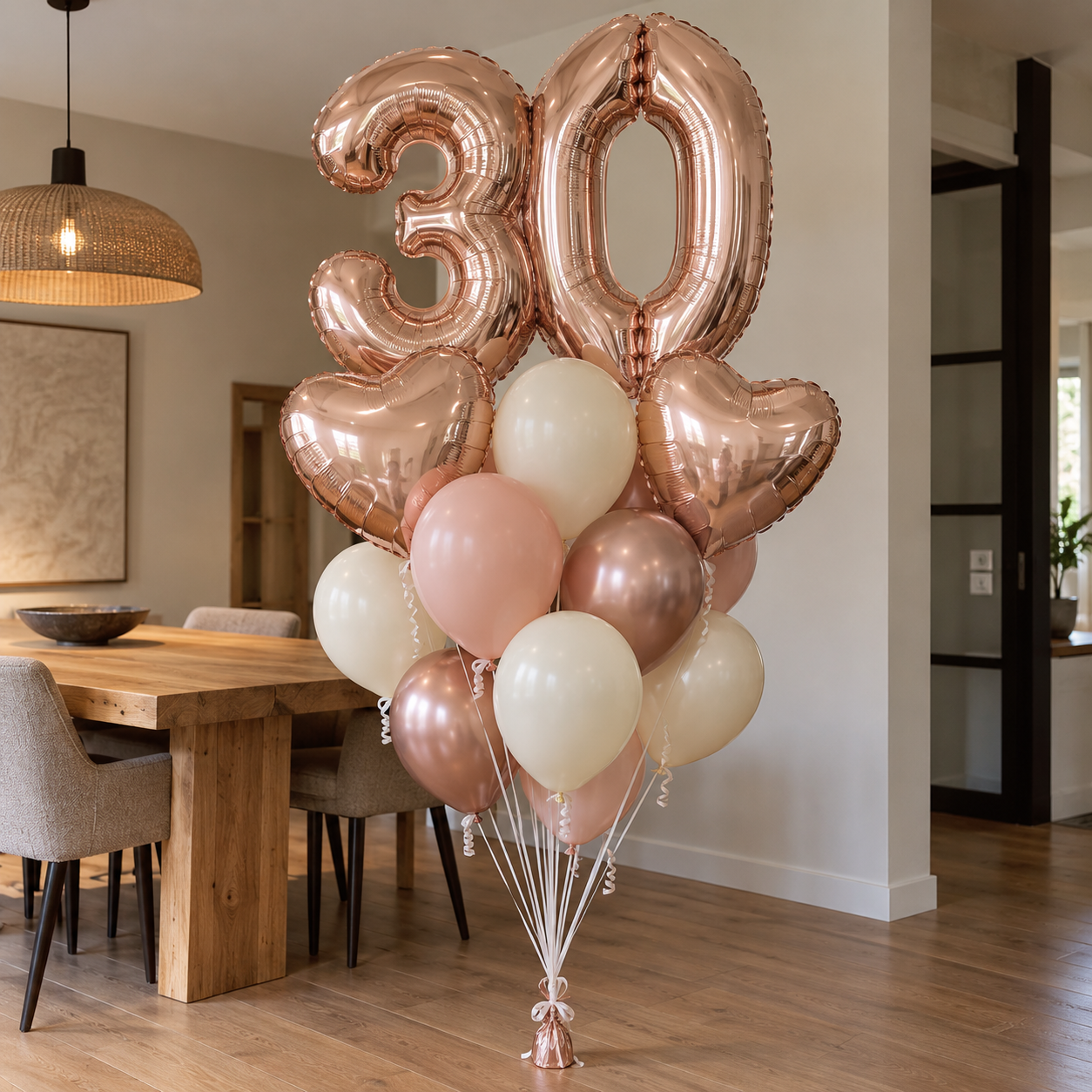 Rose-Gold 30 Balloon Bouquet-6