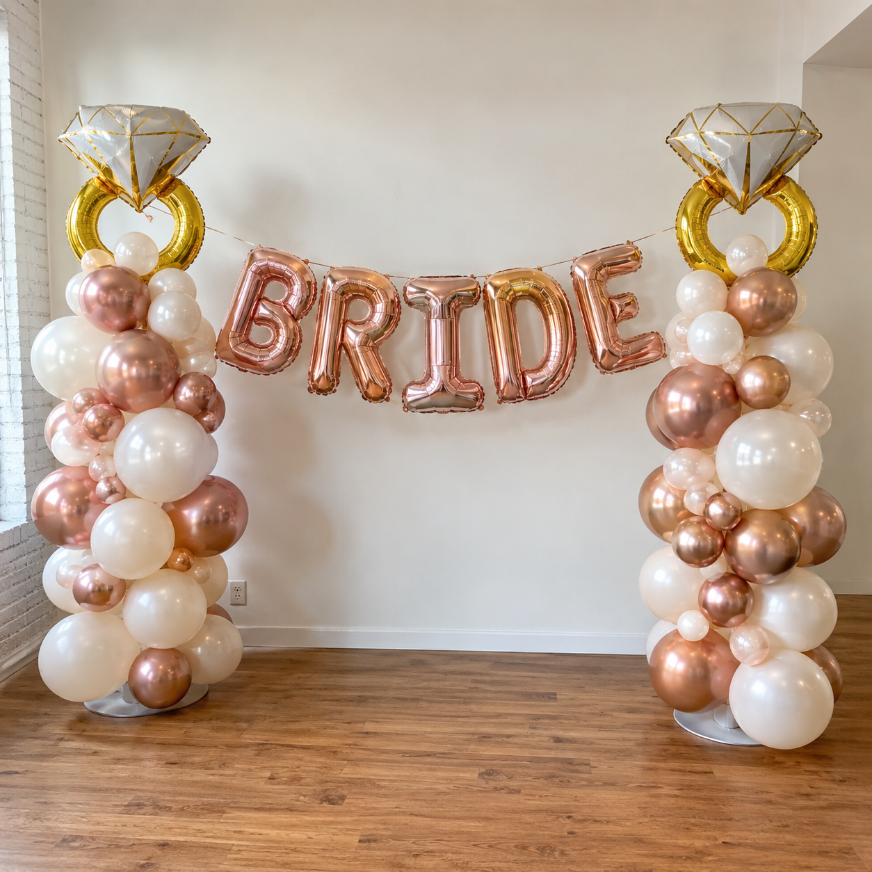 Rose Gold Bride Balloon Columns-9