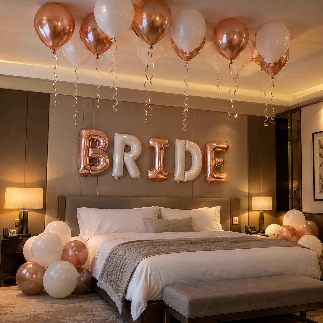 Rose Gold Bride Balloon Hotel Suite-4